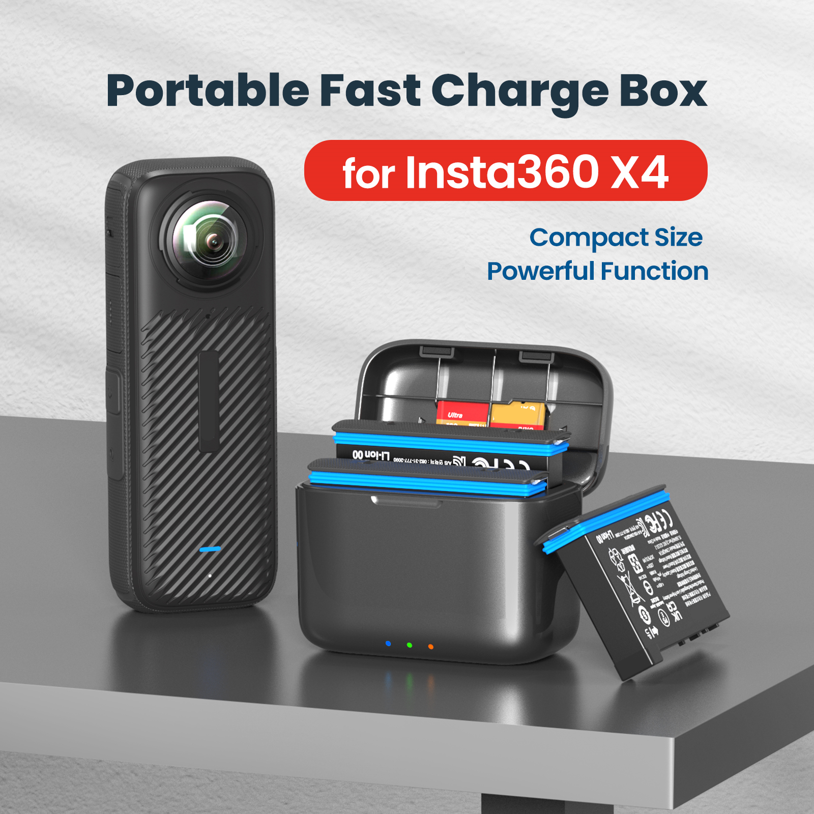 For Insta360 X4 Battery Fast Charging Box X4 Charger Accessories ราคา 640 บาท*ส่งฟรี