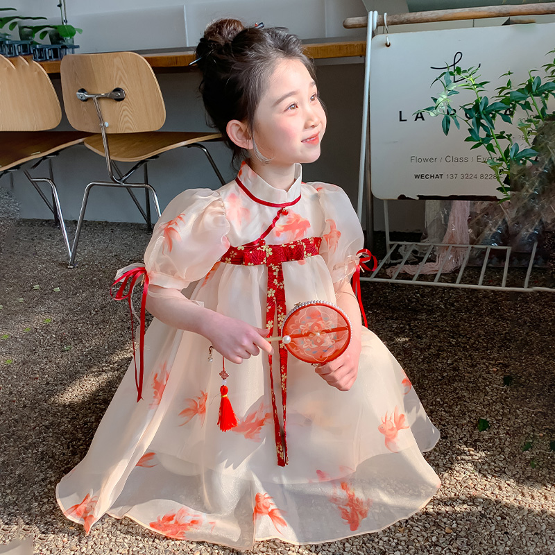 Girls Chinese Style Dress Summer 2024 New Children Hanfu Improved Cheongsam Baby Chinese Princess Skirt ราคา  1,758 บาท*ส่งฟรี
