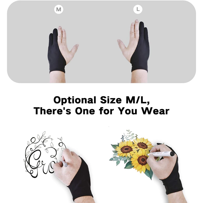 L5Two Finger Artist Glove 6PCS, Anti Smudge Drawing Glove for Graphic Tablet Painting Sketching Good
