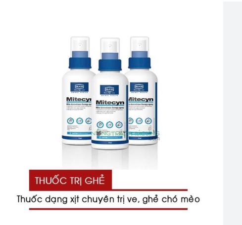 Alkin Mitecyn- Chai Xịt Trị Ghẻ, Viêm Da Cho Chó Mèo 50ml