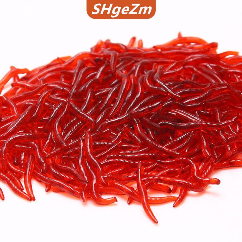 [COD] SHgeZm SPORTS 100pcs Silicone Red Worm mềm mồi giun đất mồi cao su tôm cá vược