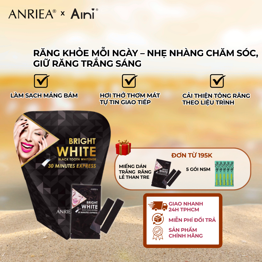 [ANRIEA] Hộp Miếng Dán Trắng Răng THAN TRE - A02