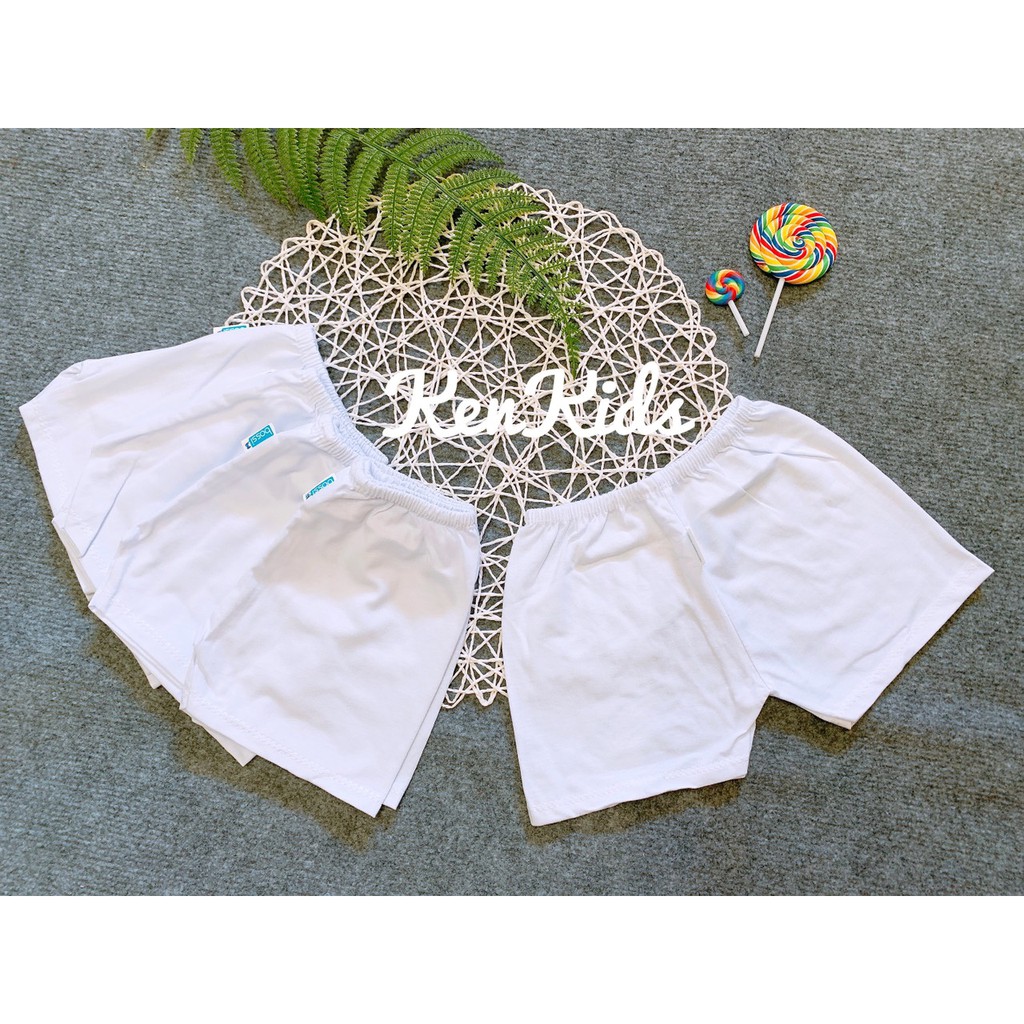 Combo 5 quần đùi ngắn trắng thun cotton 100% cho bé