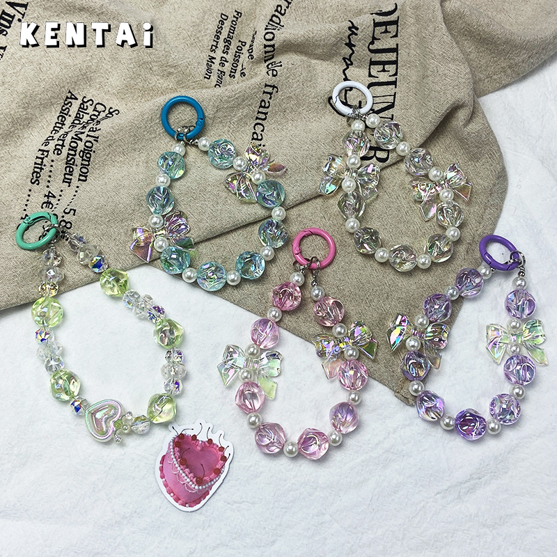 KENTAI สายคล้องมือถือประดับดอกไม้ลูกปัดไข่มุกและคริสตัลสไตล์ชิคๆ สำหรับผู้หญิง ราคา 33 บาท*ส่งฟรี