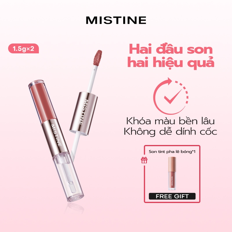 MISTINE hai đầu kiểu trang điểm môi Mềm mịn mỏng nhẹ Khóa màu bền lâu 3g