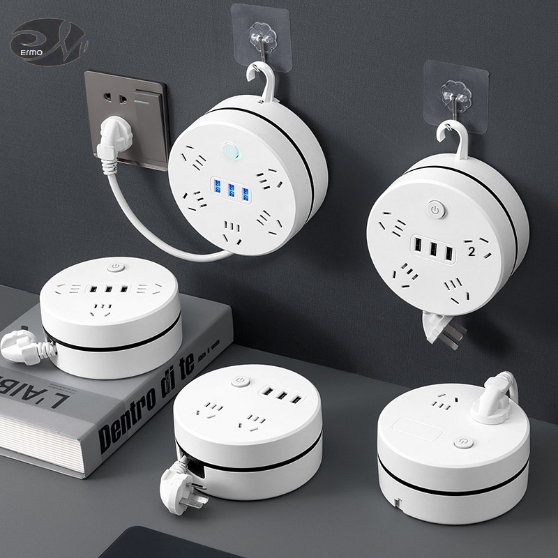 ERMO Compact Multi-Port Power Strip with 5 AC Outlets and 3 USB Ports, Wall-Mountable Design with Cable Storage, Ideal for Home and Dorm Use ราคา 116 บาท*ส่งฟรี
