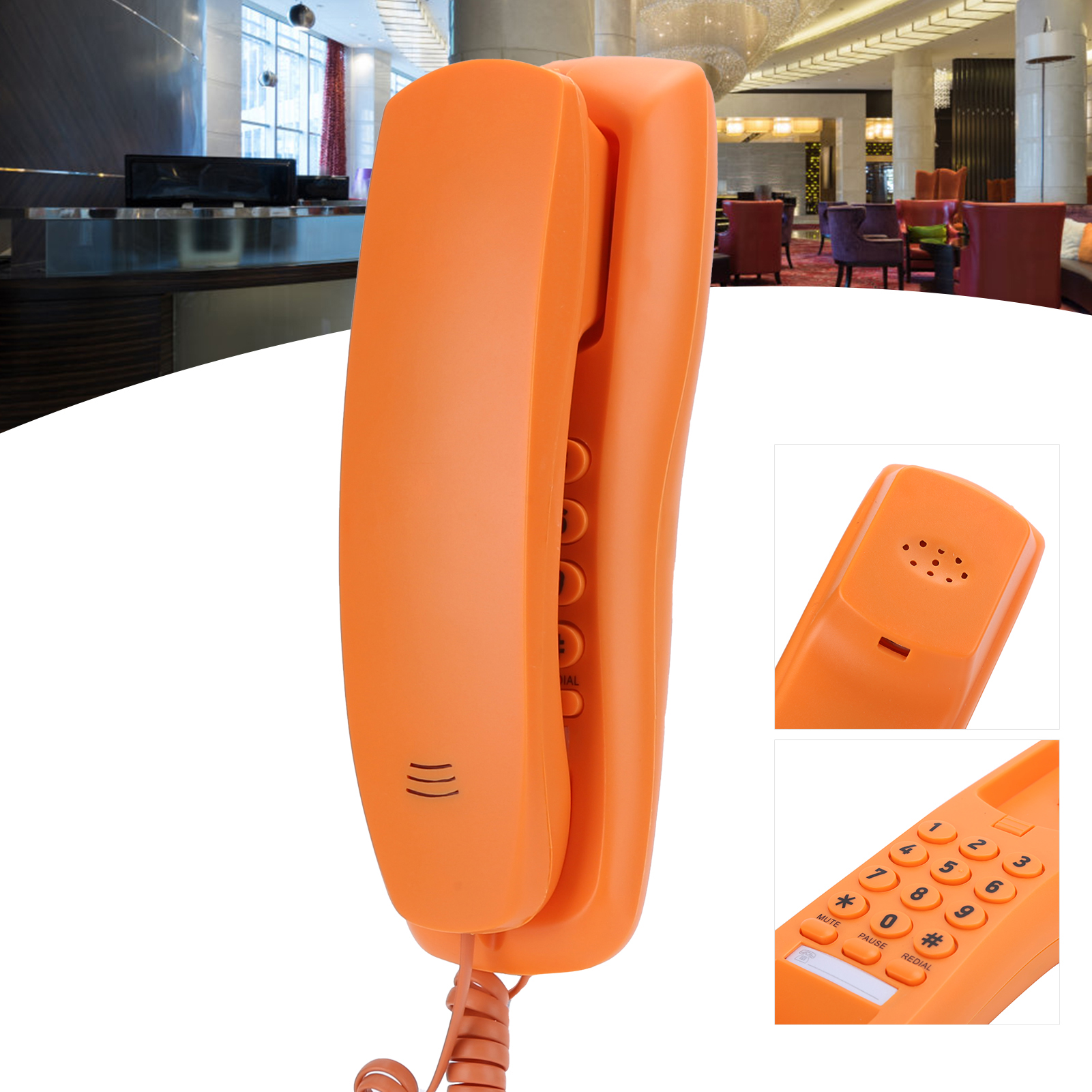 Desk Phone Orange Color Corded Telephone Widely Applicable Home Decoration ABS Material Office for Home ราคา 364 บาท*ส่งฟรี
