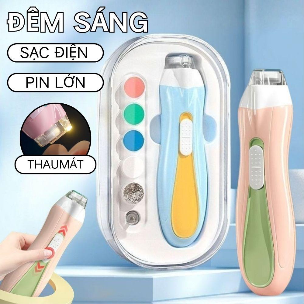 Đèn LED + 6 đầu dũa đa chức năng + dũa móng tự động – Món quà hoàn hảo cho bé từ 0-3 tuổi – Ngăn ngừa trầy xước, không gây đau – Máy dũa móng tay thông minh cho bé