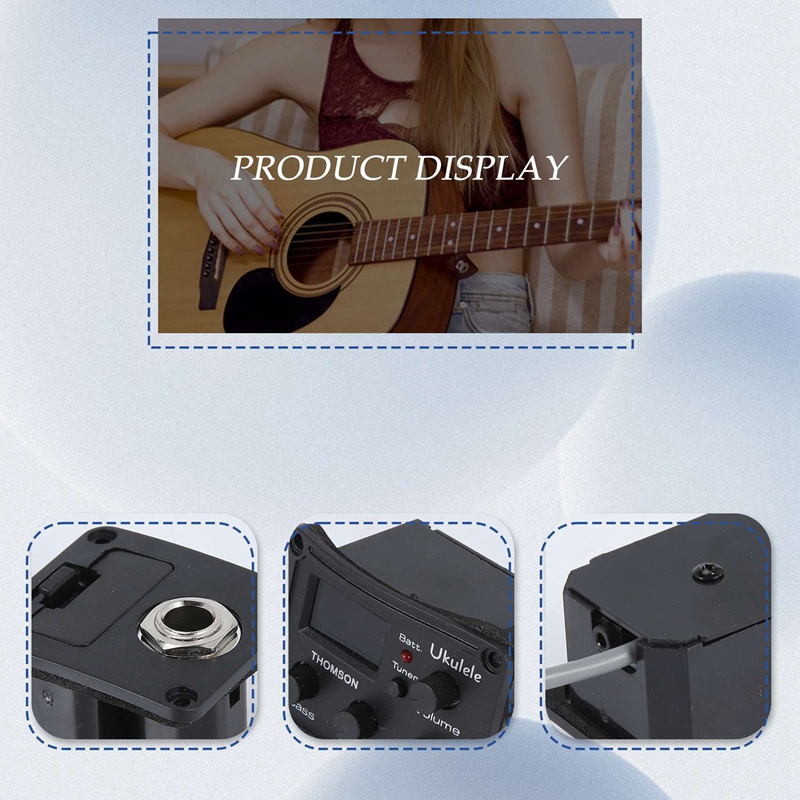 Ukelele Uke Piezo Pickup Preamp 3-Band EQ Equalizer Tuner System with LCD Display