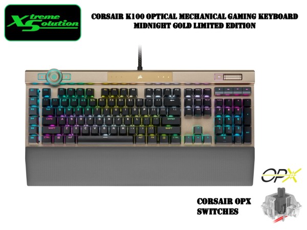 Corsair K100 RGB Optical-Mechanical Gaming Keyboard OPX Switches - Midnight Gold Singapore