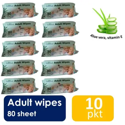 Adult wet wipes ( 10 Packets 800pcs of adult wipes) Aloe Vera Alcohol-Free Body Wet Wipes For Adults Elderly