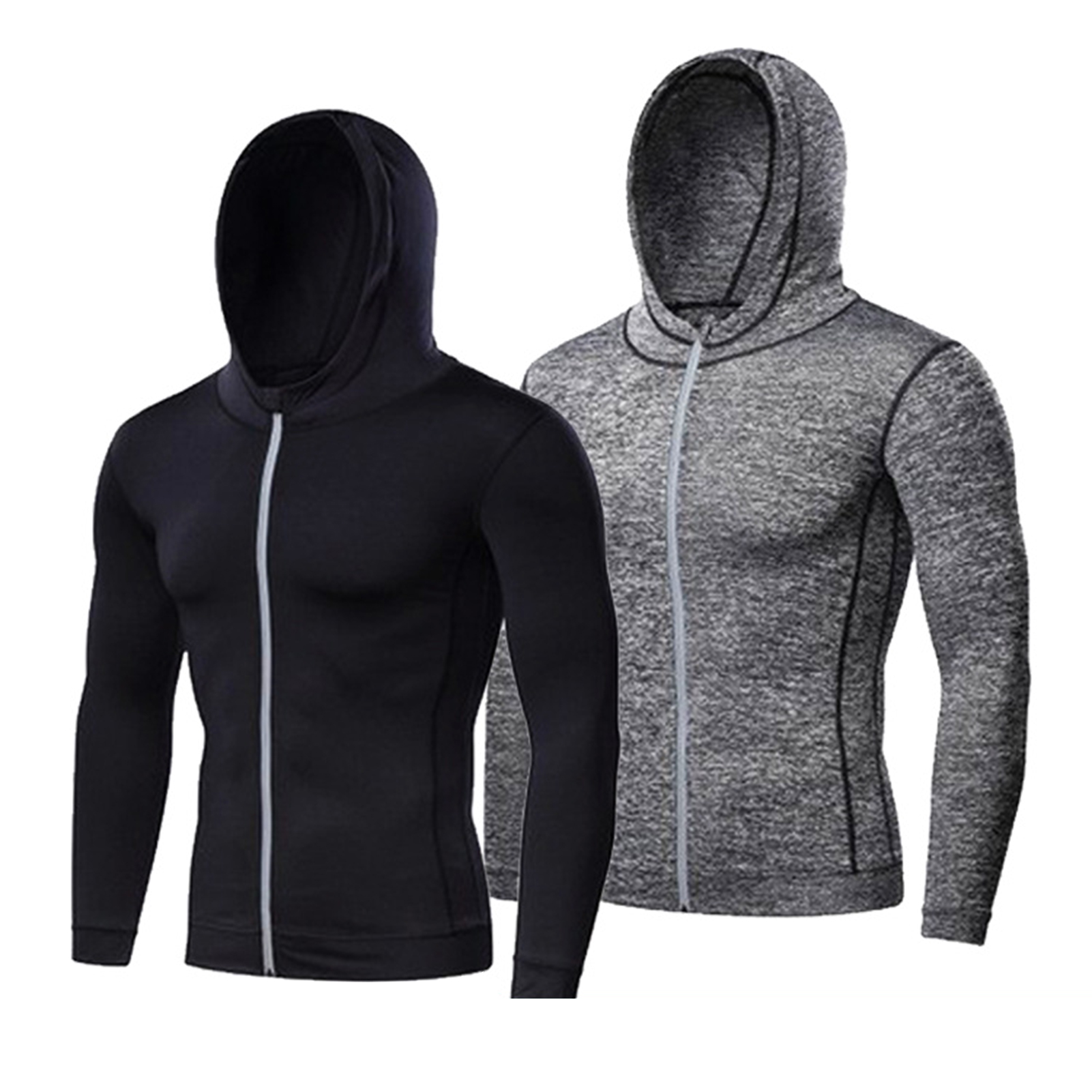Men Hooded Zipper Jacket Long Sleeve Hooded Jacket Men's Hooded Zip-up Sport Coat Quick Dry Slim Fit Breathable Gym Jacket for Outdoor Jogging Favorite
