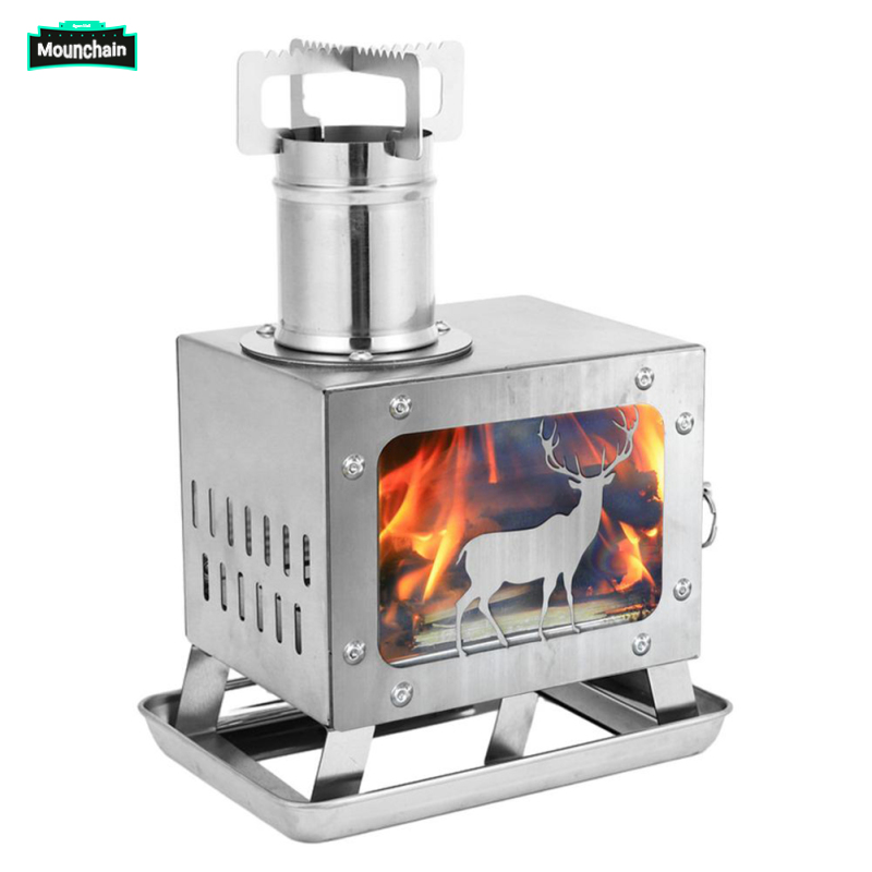 Mounchain Portable Wood Burning Stove With Chimney Pipe Tent Stove Camping Wood Stove For Picnic BBQ Camp Hiking ราคา 3,569 บาท*ส่งฟรี