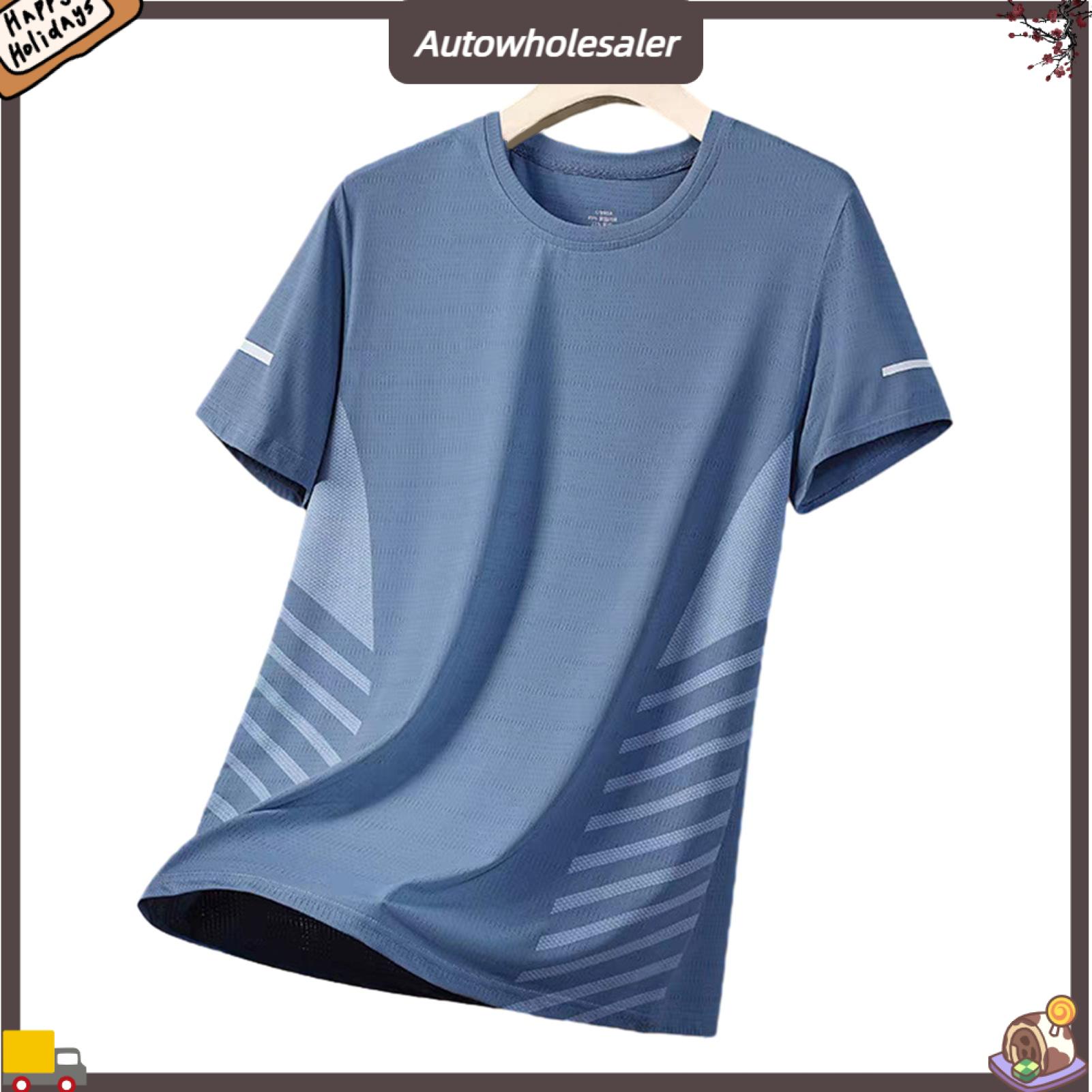 Autowholesaler Men Gym Running Shirt Men Athletic T-shirt Men's Quick-dry Breathable Mesh T-shirt Loose Fit Athletic Tee for Jogging Gym Fitness Training Outdoor Workouts – Lightweight Summer Sports Shirt - 2
