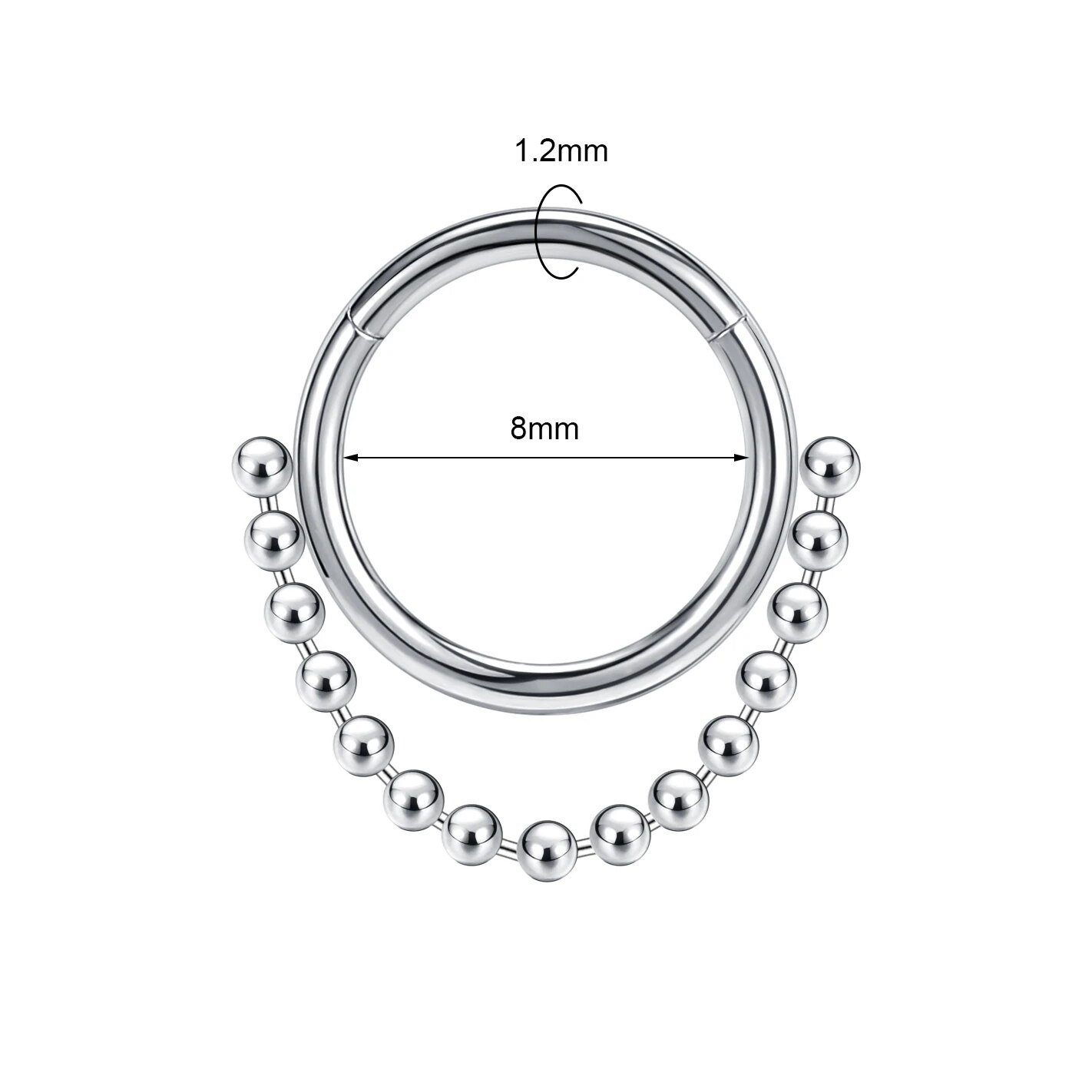 16G chuỗi đôi khuyên mũi dây chuyền xích bằng thép không gỉ vòng kín Bohemian mũi mạ bạc khuyên vành xoắn Bông tai