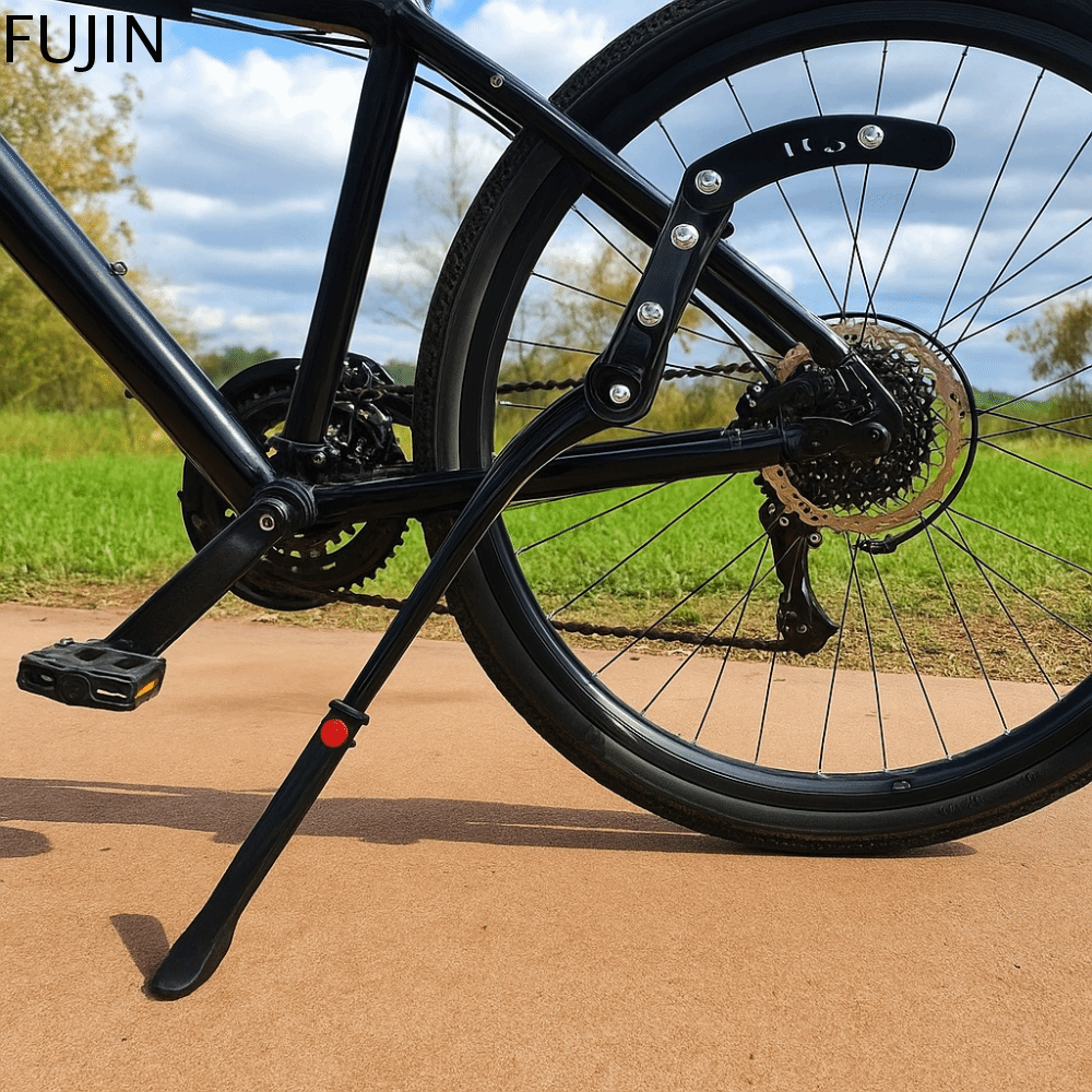 FUJIN Nhôm Giá đỡ xe đạp Có thể điều chỉnh Phía sau Hỗ trợ bên Phía sau bên Đơn Chân đế Xe đạp đường
