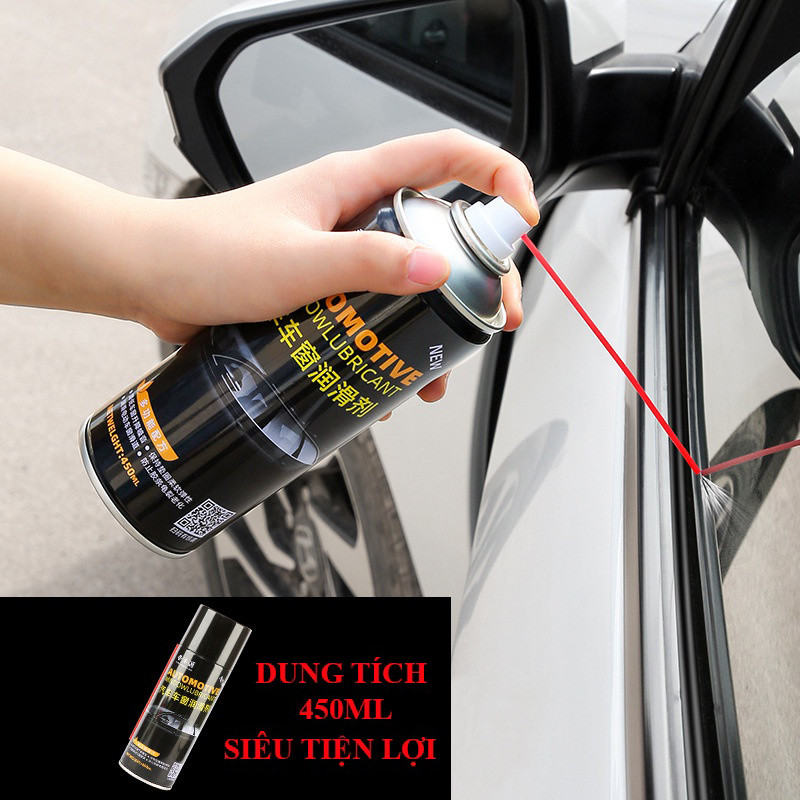 450ml Chai xịt bôi trơn cửa kính ô tô, bảo dưỡng gioăng cao su nhựa chống kẹt kính nóc cửa xe hơi