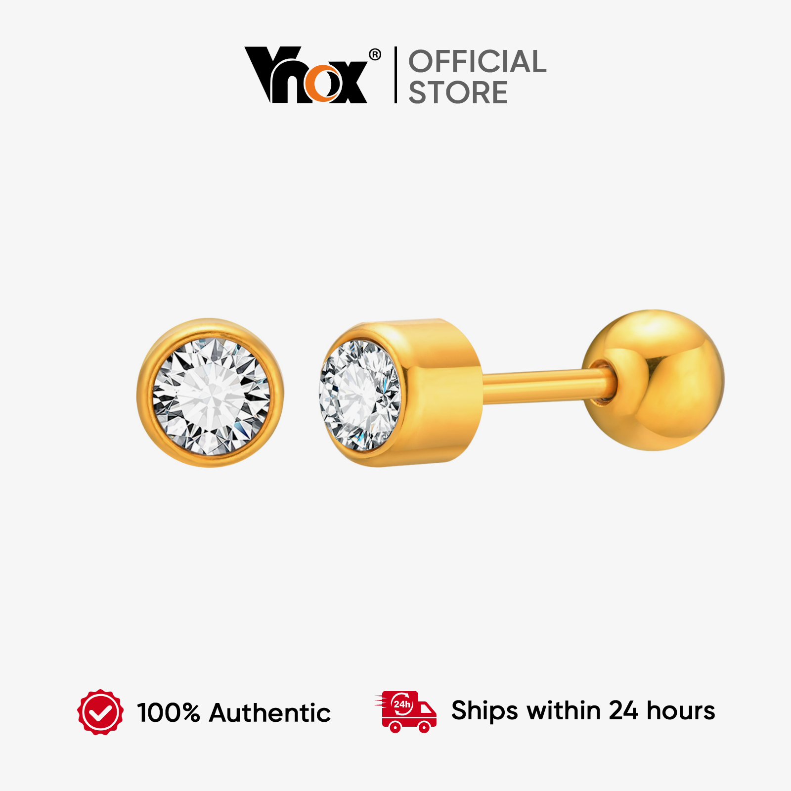 Vnox Classic Diamond Stud Earrings, Sparkling Crystal Design for Women, Everyday Wear Accessory ราคา 63 บาท*ส่งฟรี