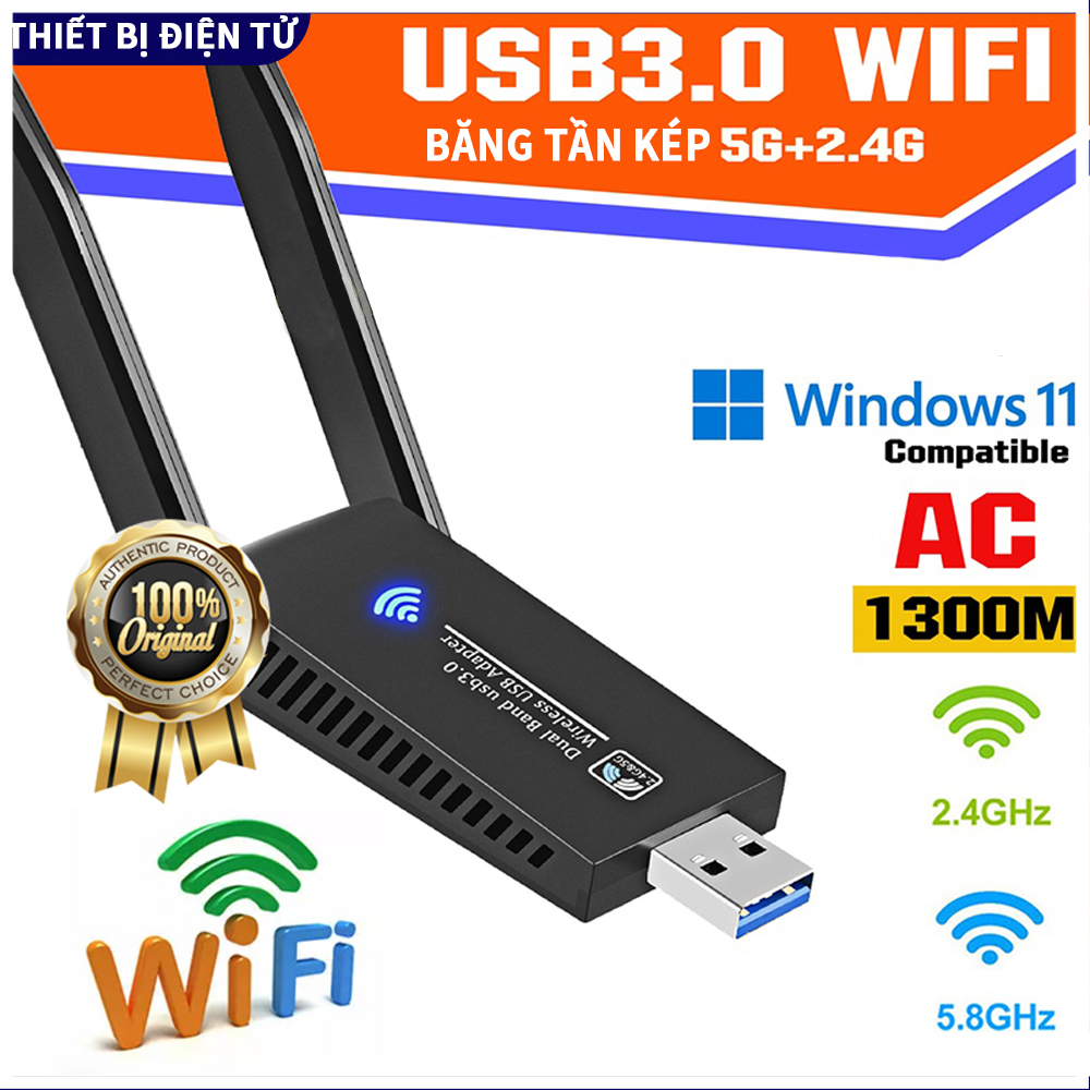 Bộ chuyển đổi wifi usb 3.0 1200mbps băng tần kép 5ghz 2.4ghz 802.11ac rtl8812bu dongle ăng ten wifi card mạng