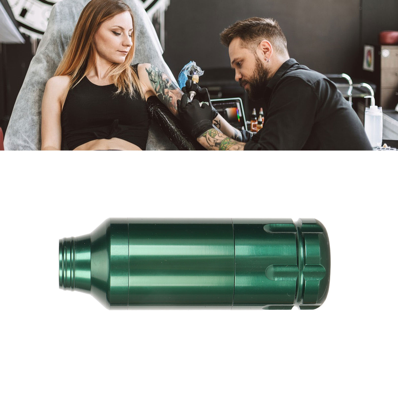 เครื่องสักโรตารี่อินเทอร์เฟซ RCA ตลับโลหะผสมอลูมิเนียมปากกาสักสั้นพร้อมสายคลิป - ยี่ห้อ OEM ราคา 837 บาท*ส่งฟรี