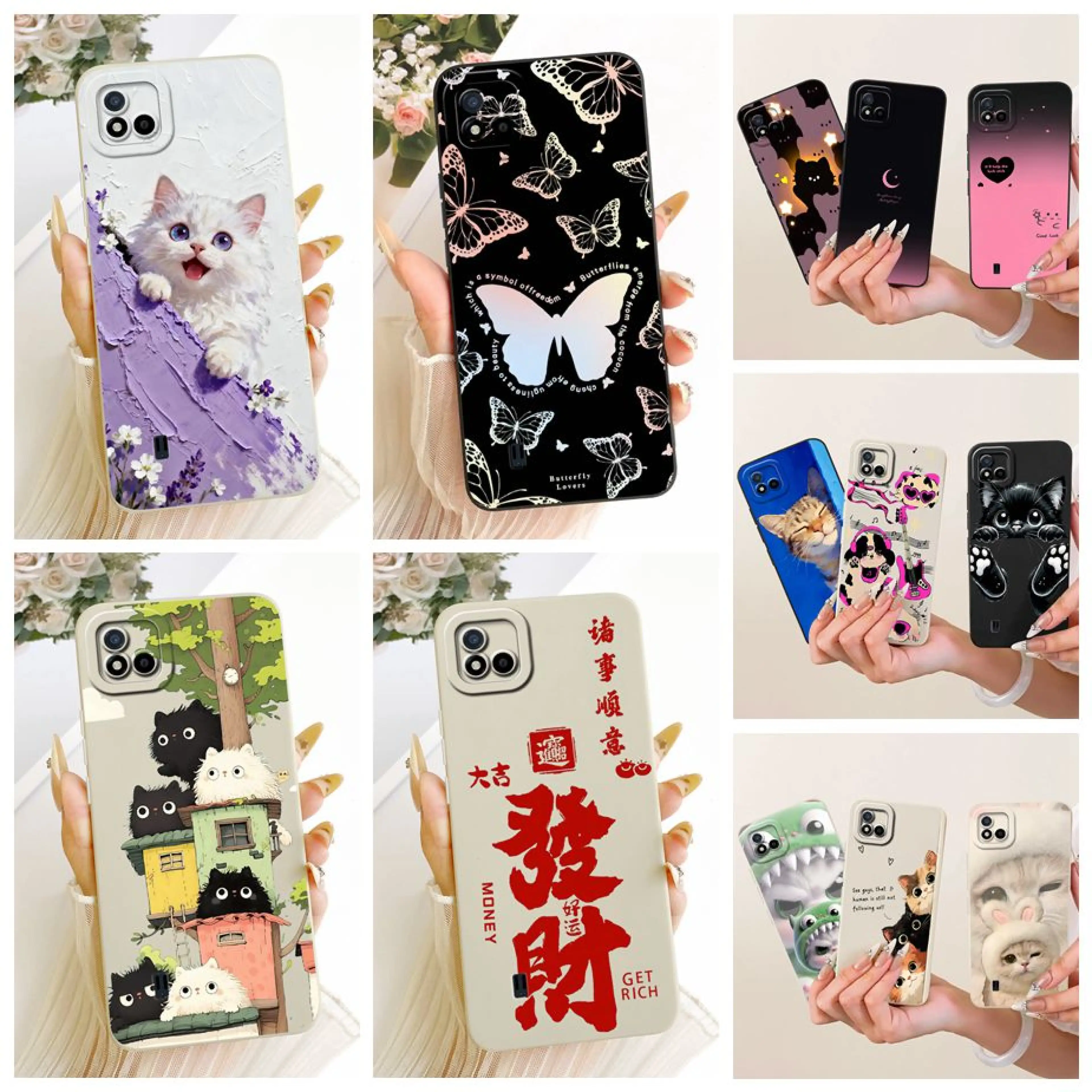For Realme C11 2021 Case RMX3231 Cute Cartoon Painted Cover Soft Silicone Case For Realme C20 C 11 2021 RealmeC11 RMX2185 Casing