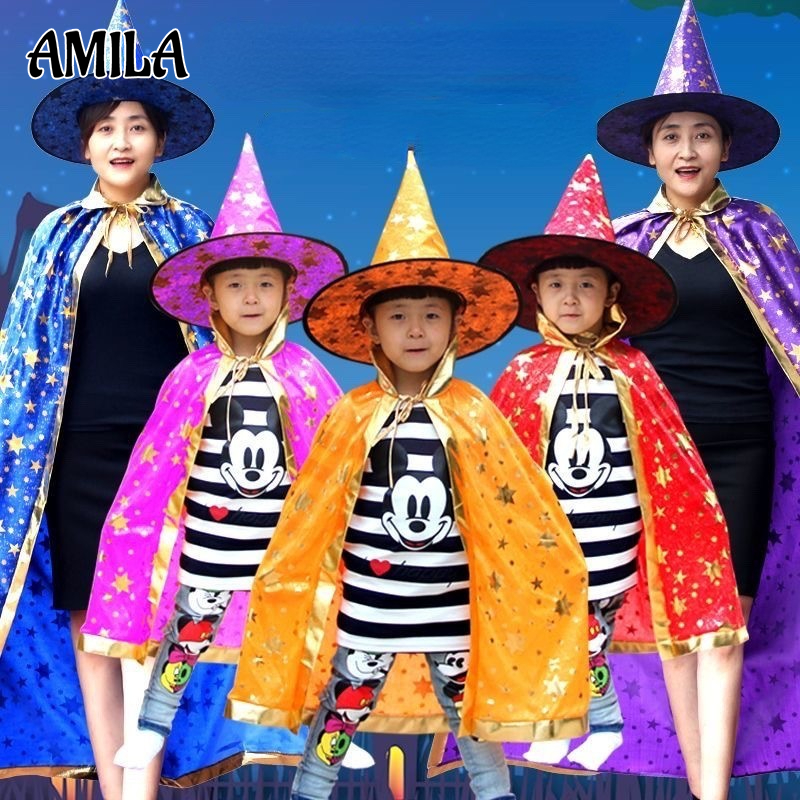 AMILA Halloween Children s Costume Cape Cosplay Evening Performance Witch