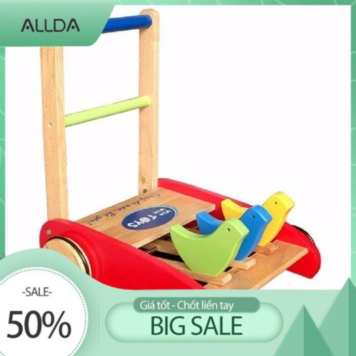 Xe Đẩy Tập Đi Bằng Gỗ Hình 3 Con Gà Cho Bé - ALLDA