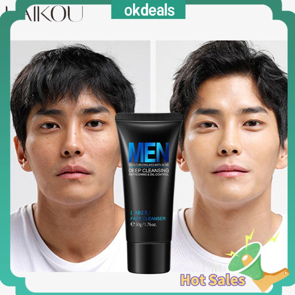 OKDEALS Dưỡng ẩm Sữa rửa cho nam 50g Rửa Mỹ phẩm tẩ bào chết Loại bỏ mụn đầu đen Chăm sóc da cho nam
