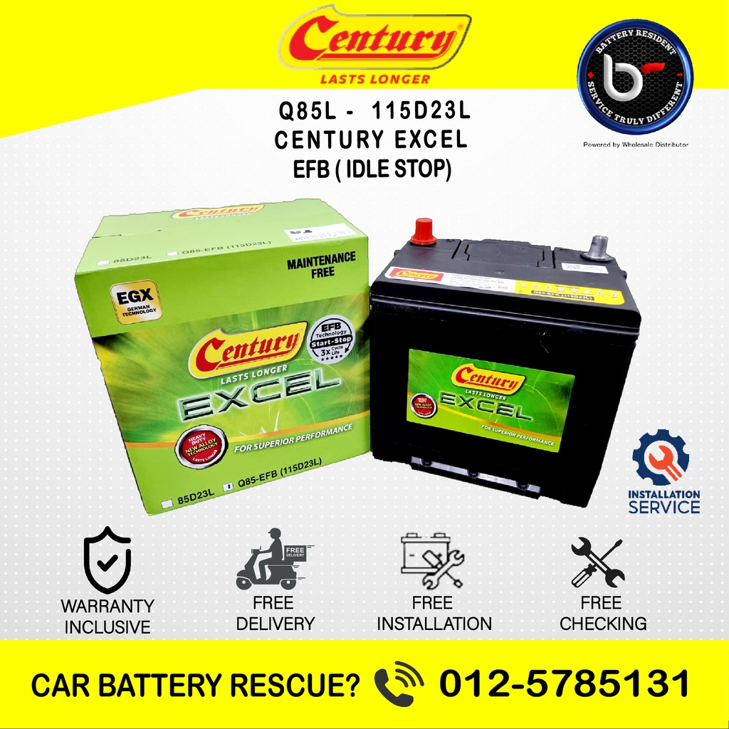 [ Installation Provided ] Q85 115D23L | Century Excel EFB Dynamic | Start & Stop Engine (Idle) Car Battery | mazda Harga  418 Ringgit*Penghantaran Percuma