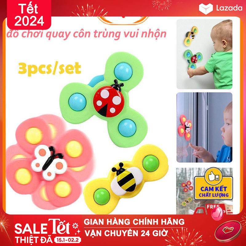 [  VOUCHER 50% ] 🦋Set 3 đồ chơi con quay spinner hình côn trùng vui nhộn cho bé🐝chong chóng dính tường - Rèn luyện khả năng tập trung của trẻ🐞Chuyển phát nhanh