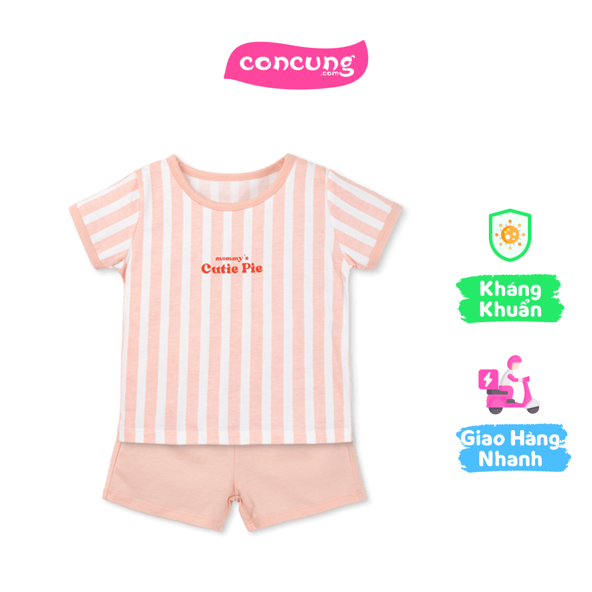 Bộ bé gái ngắn Animo Easy TX0825071 (1Y,Trắng-hồng,TT07)