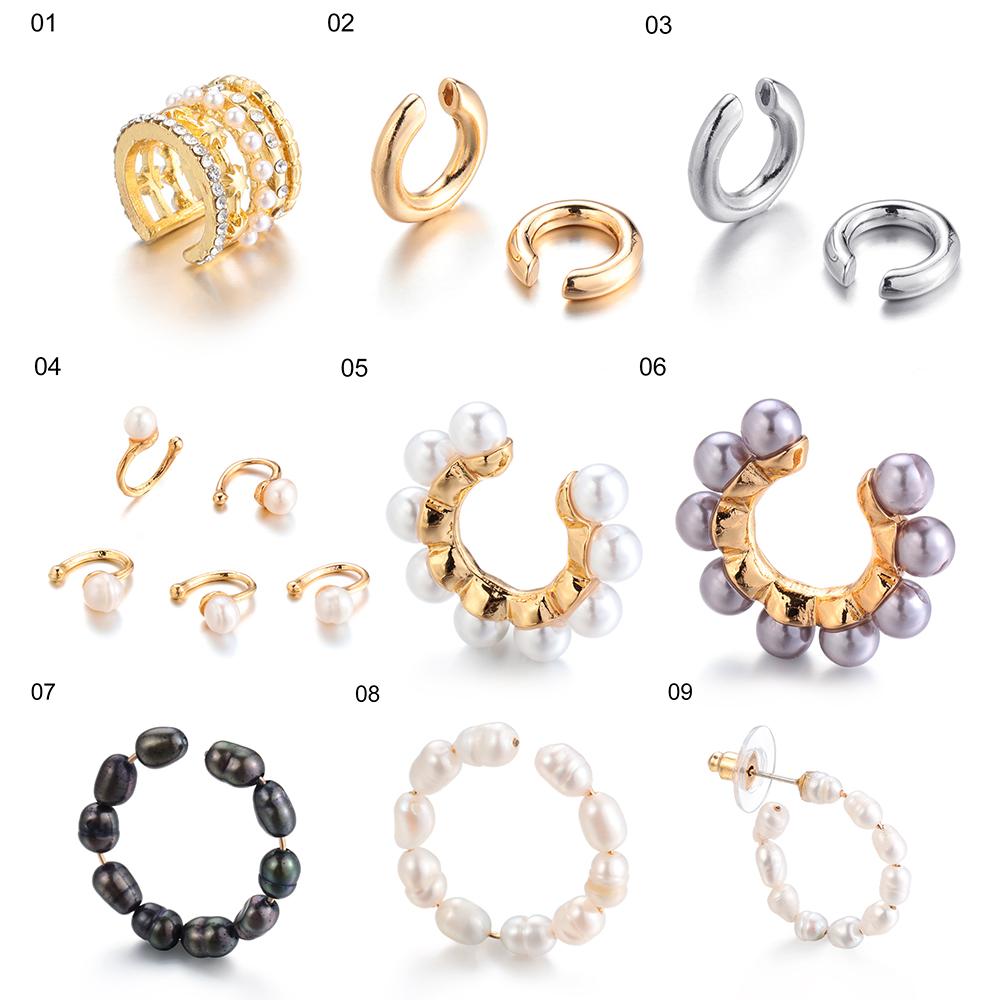 Okdeals Phụ Nữ Người Đàn Ông trang sức tiệc bông tai đính ngọc trai CZ Bông tai giả không xỏ Bông Tai Zircon hoa tai