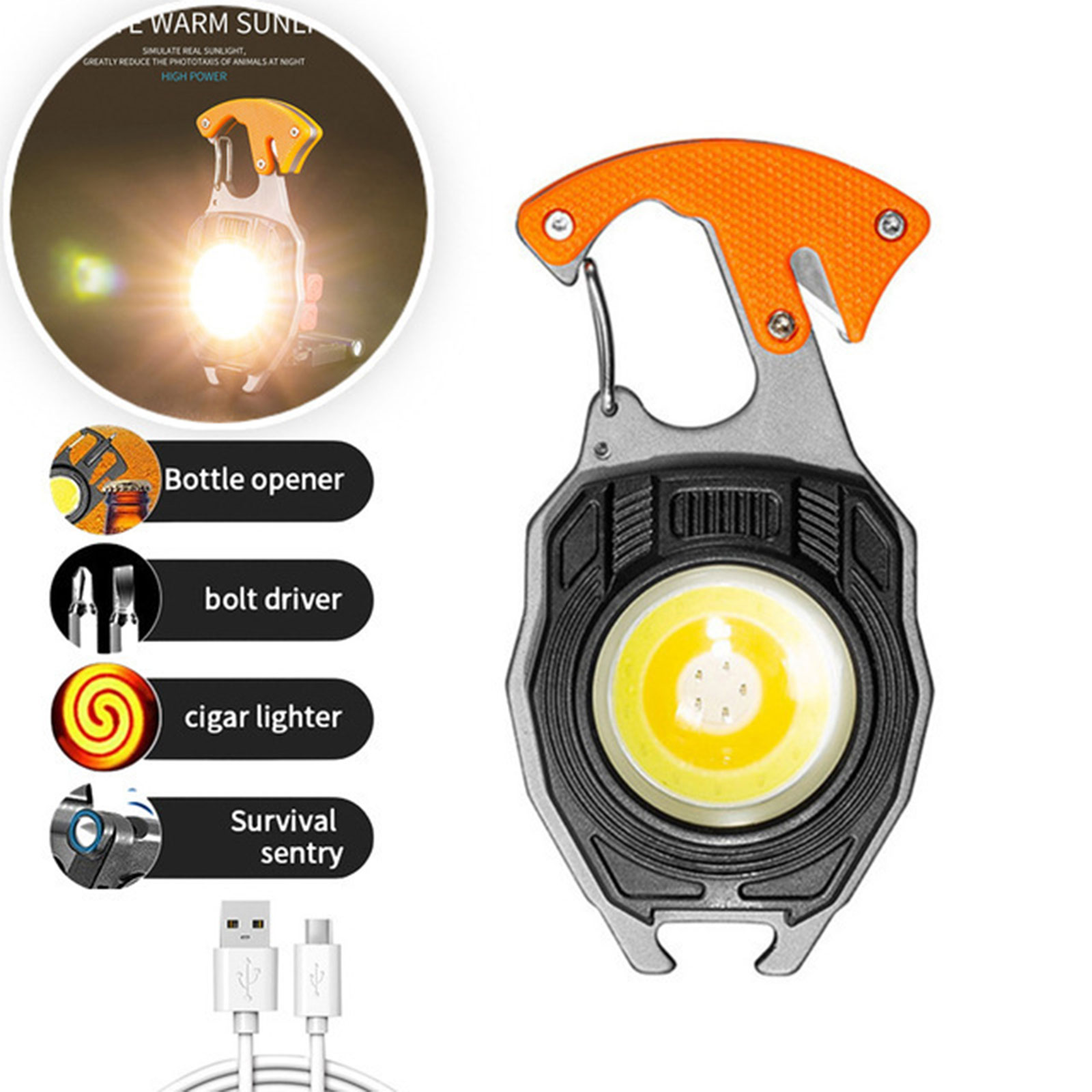 Portable Car Camping Mini High Power Strong Light Keychain New Portable  Multifunctional Work Light