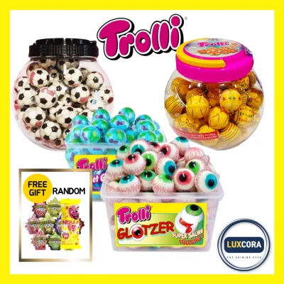 (ASMR) Trolli Gummy candy Jelly / Planet Earth / Galaxy Space / Football / Eyeball (18.8g x 10pcs) + Free Gift