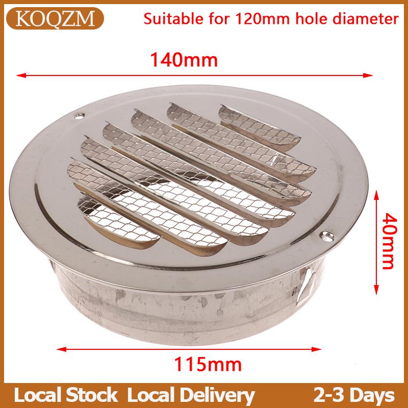 KOQZM 70 80 100 120 150mm Vòng thép không gỉ Air Vent lưới tản nhiệt côn trùng bảo vệ nhà bên ngoài tường ống thông gió công cụ