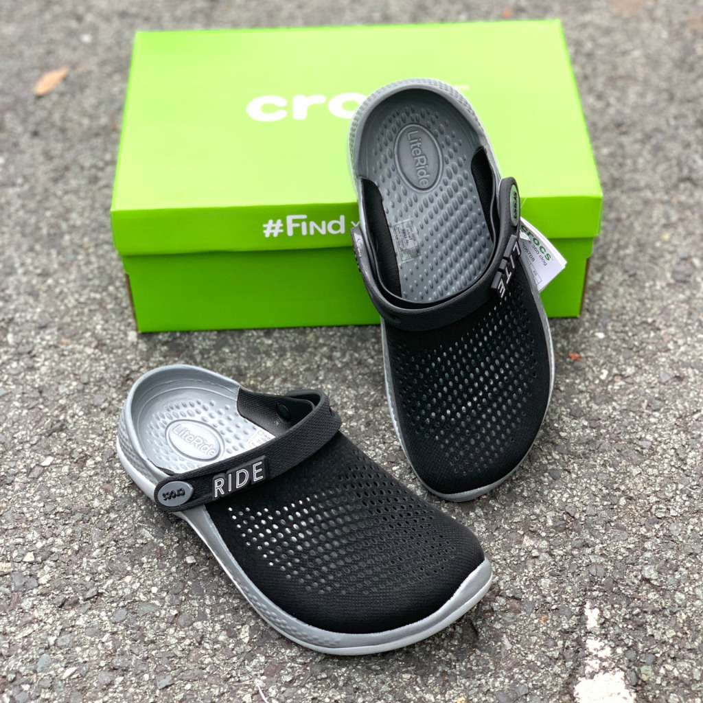  Dép Cross Literide 360 clog màu đen lót ghi giày sục sandal Crocs quai ngang bít đầu nam nữ đi năng mưa Hàng loại 1-Kimngan 