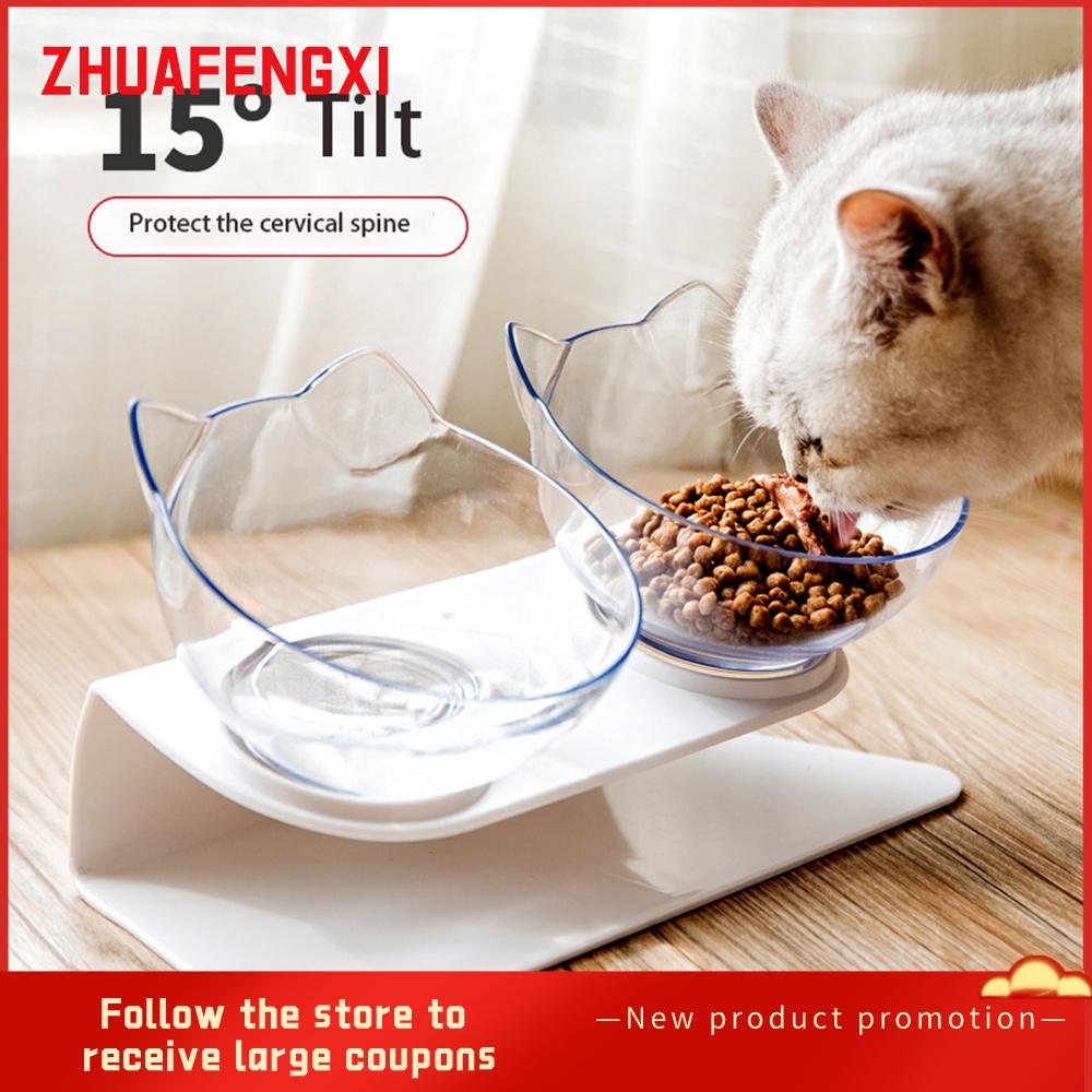 Zhuafengxi 15 nghiêng Thiết kế nghiêng trong suốt mèo Đĩa đựng đồ ăn phụ