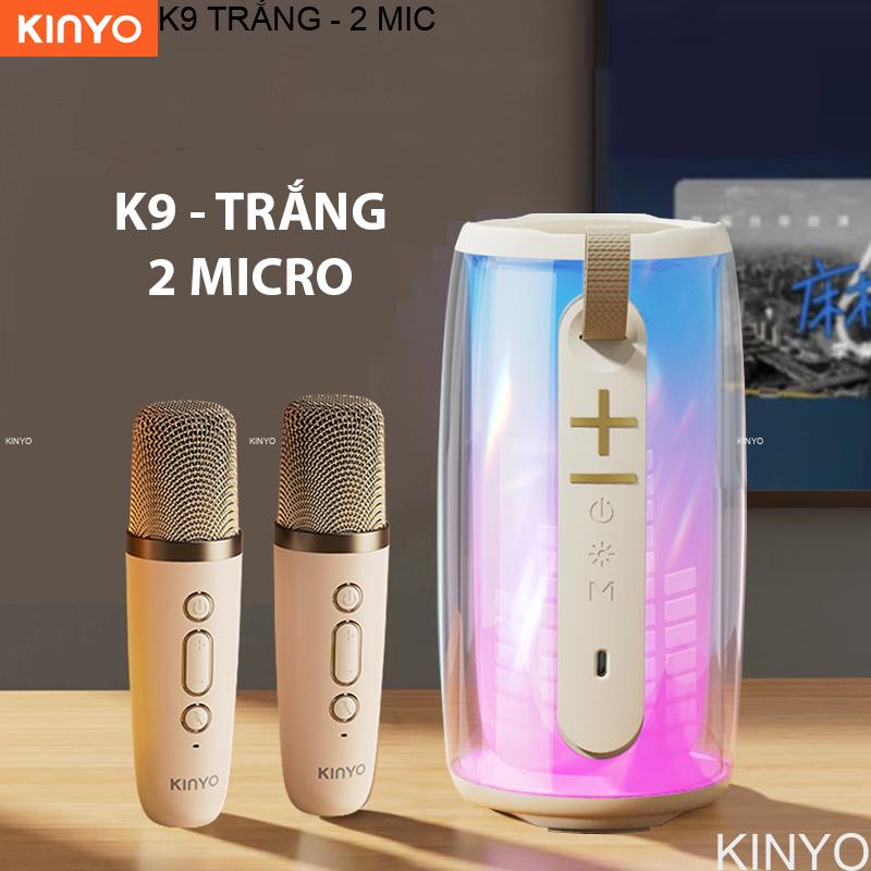 Bộ Loa Bluetooth 15W+ 2 Mic Hát Karaoke Mini Tại Nhà KINYO K9 Có Thể Thay Đổi Giọng Dễ Sử Dụng