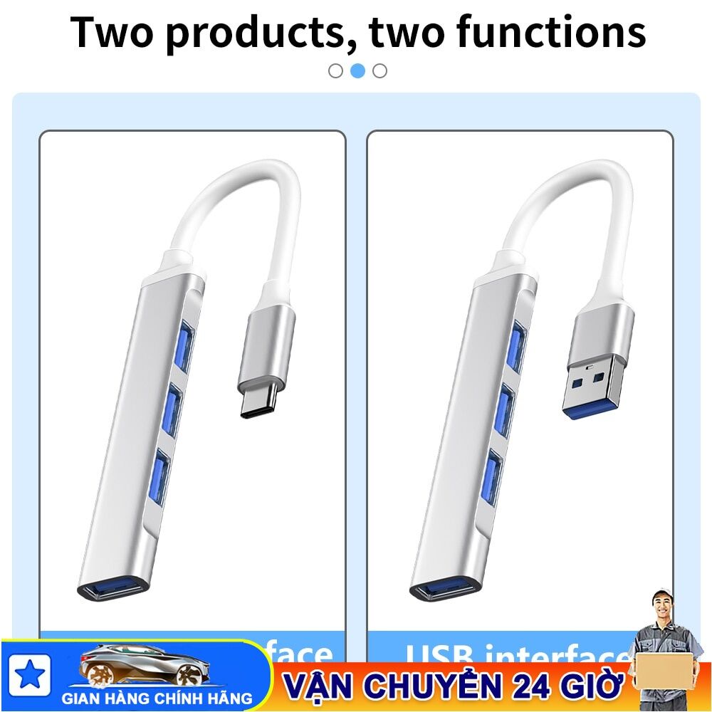 Hub chuyển đổi 4 cổng usb 3.0 to type c bộ chuyển đổi 4 cổng usb cho laptop máy tính, bộ chia cổng hub usb