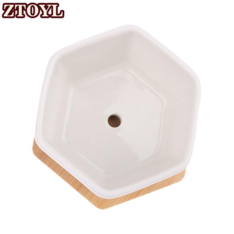 ZTOYL กระถางเซรามิกทรงหกเหลี่ยมสีขาวพร้อมถาดกระถางดอกไม้แบบยุโรปกระถางปลูกพืชอวบน้ำแบบเรียบง่ายกระถางบอนไซขนาดเล็ก ราคา 51 บาท*ส่งฟรี