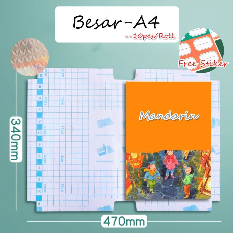 10 lembar isi Sampul Buku Stiker/Sampul Buku Plastik PVC Tahan Air Sampul-THIMPLE