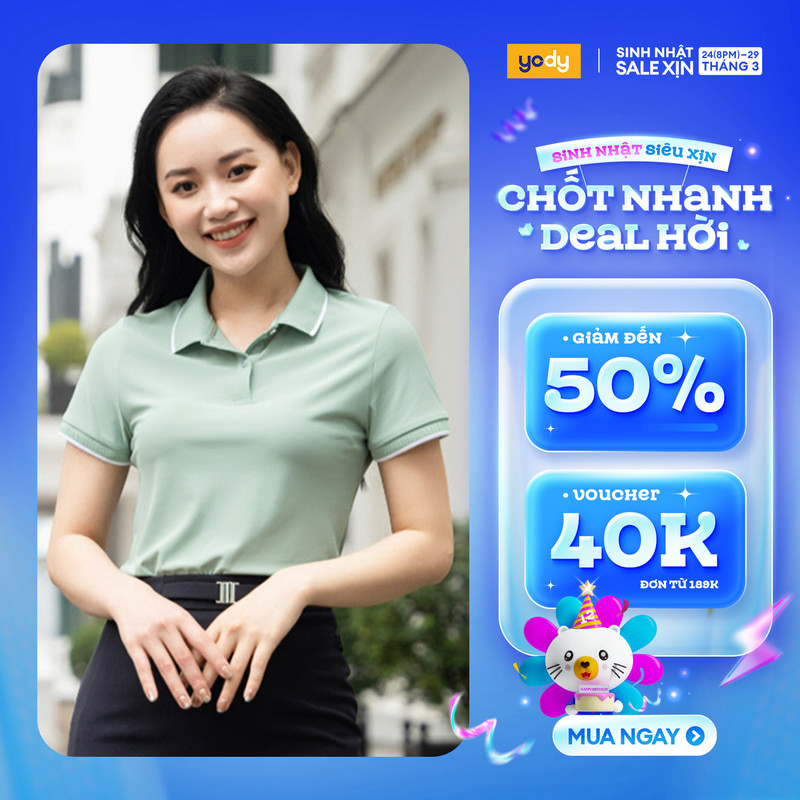 Áo thun polo nữ YODY có cổ vải airy cool mềm, mát, co giãn 4 chiều thoải mái - APN5046