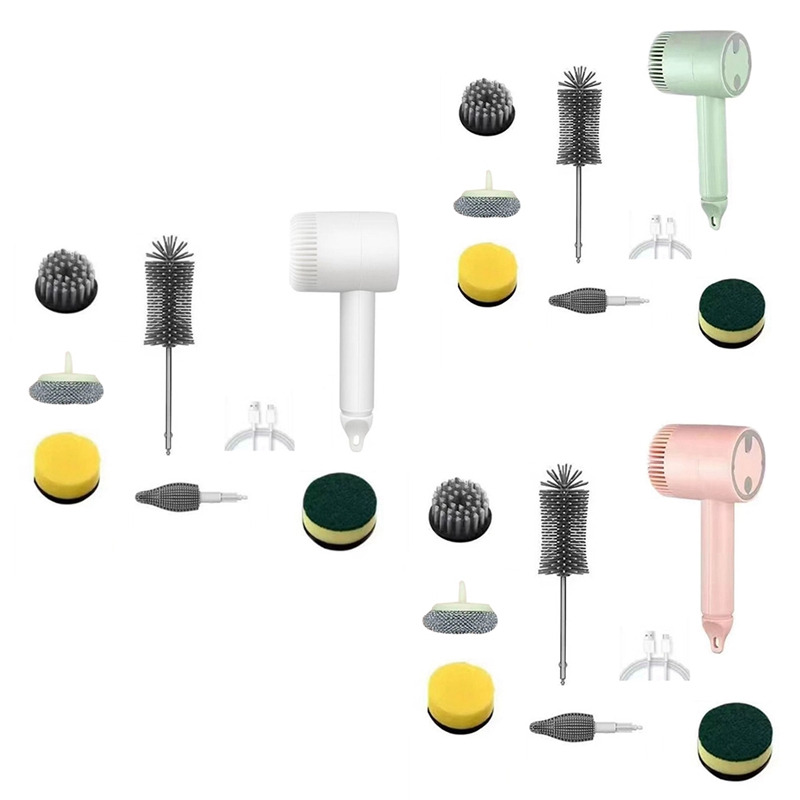 【Latest model】6-Brush Electric Rotating Cleaning Brush Multifunctional Handheld Cordless Electric Cleaning Brush Electric Scrubber