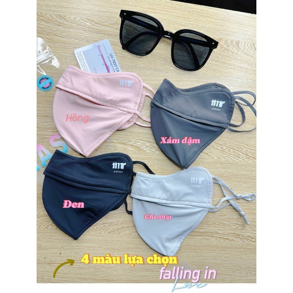 Khẩu trang chống tia UV khẩu trang vải chống nắng che gò má UPF50+ logo đổi màu thời trang
