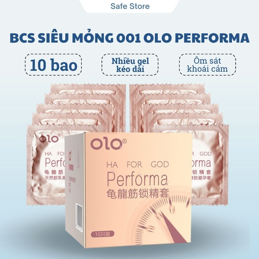 Bao cao su gân gai 001 OLO Performa, bcs siêu mỏng chống xuất tinh sớm kéo dài thời gian quan hệ
