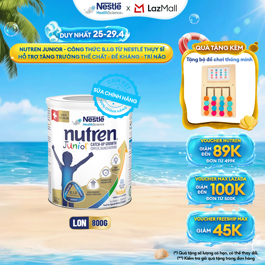 Nestlé Nutren Junior Medical Nutrition Milk Powder Made in Switzerland Big Formula Supports Physical Growth, Brain, and Immunity for Babies 800g