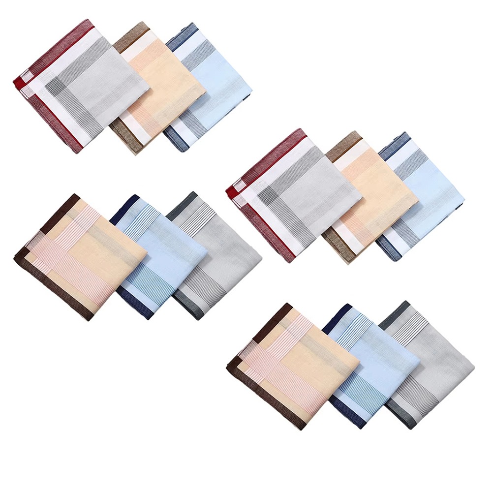 SQUAD 12Pcs/Set 40x40cm Khăn tay bỏ túi Thấm hút mồ hôi Mềm mại Khăn vuông kẻ ô túi Có thể tái sử dụng Có thể giặt Khăn tay cotton cho nam Tất cả các mùa - 5