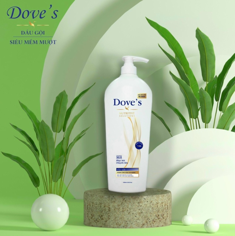 Dầu gội Doves phục hồi hư tổn giúp tóc suôn mượt, chắc khỏe, chai lớn 1200ml giá rẻ