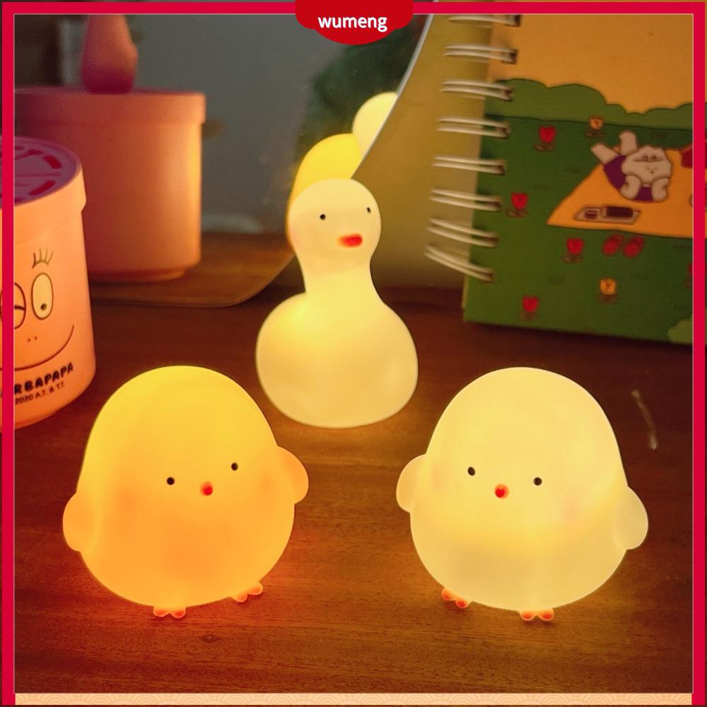 Wumeng nhỏ đèn ngủ hoạt hình động vật led đèn hình gà mới mềm đèn hình vịt em bé