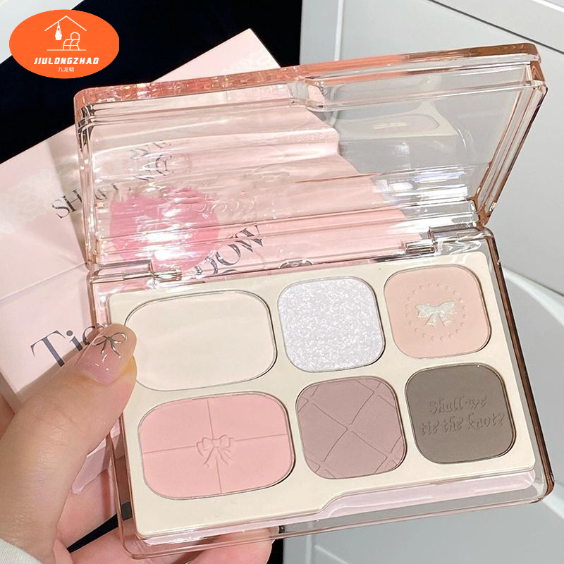 Sáu màu phấn mắt thấp bão hòa ánh sáng lung linh Matte màu xám hồng màu đất làm nổi bật Blush pseudo đồng bằng toàn diện tấm